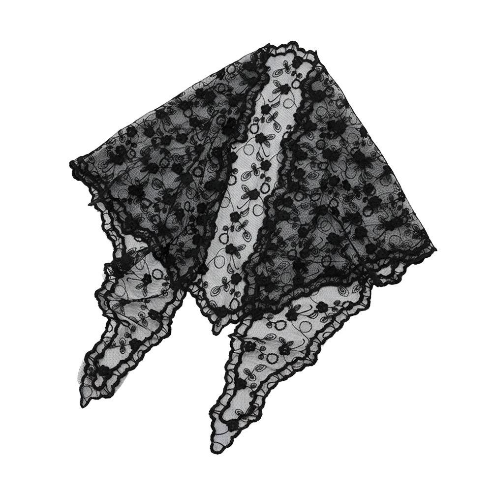 

Lace Flower Bandanas for Women Thin Sweet Headscarf Shawl Fashion Triangle Head Scarf Photography чёрный