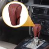 Partuto 1pc Universal Car Shift Knob Cover - Car Knob Gear Sticky Protector Decoration - Burgundy Faux Leather