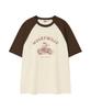 Wacky Willy Kiki And Motorcycles Raglan Short Sleeve T-Shirt Cream