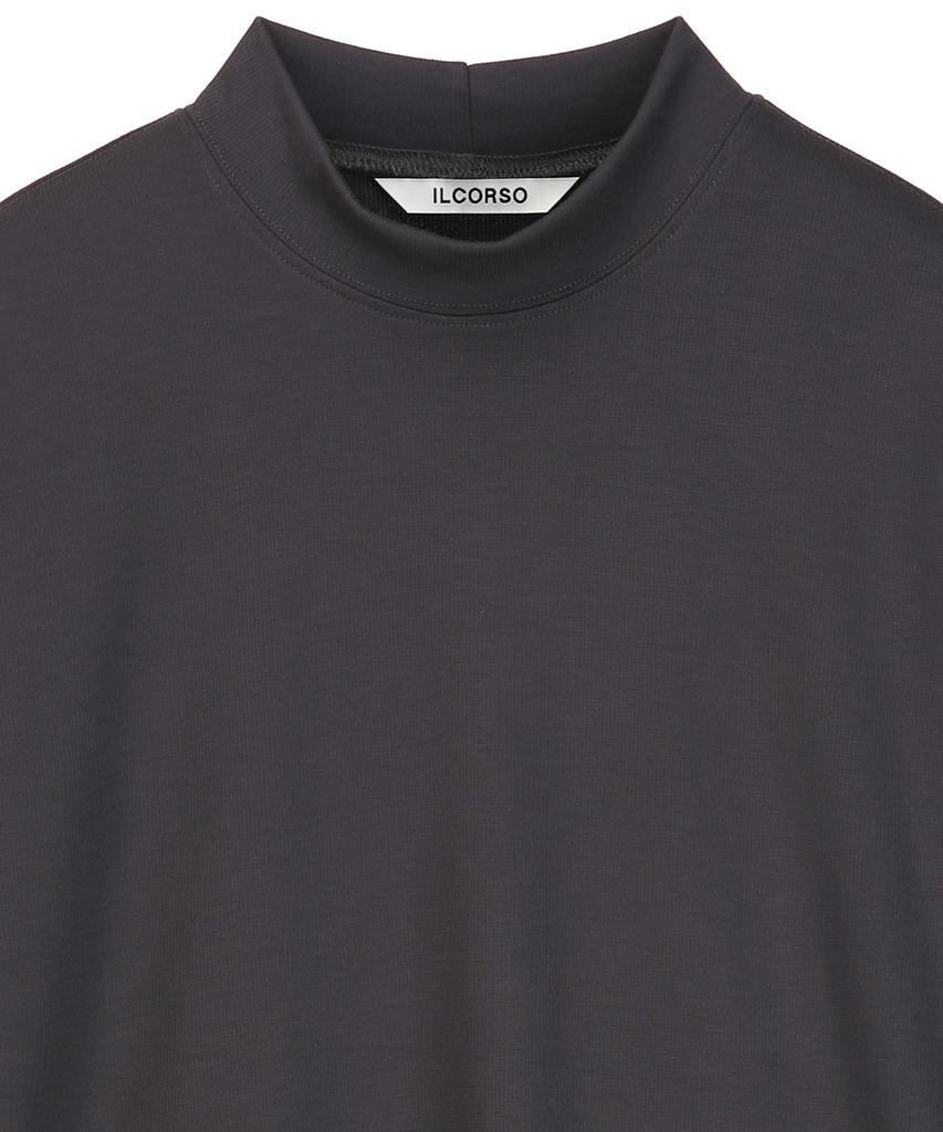IL CORSO Mock Neck Long Sleeve T-Shirt Charcoal Gray