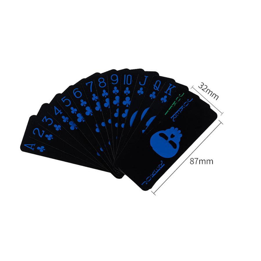New PVC Waterproof Black Playing Cards, 55Pcs Plastic Golden Skull Poker Set In Case, Washable Flexible Deck Mini One Game Card
