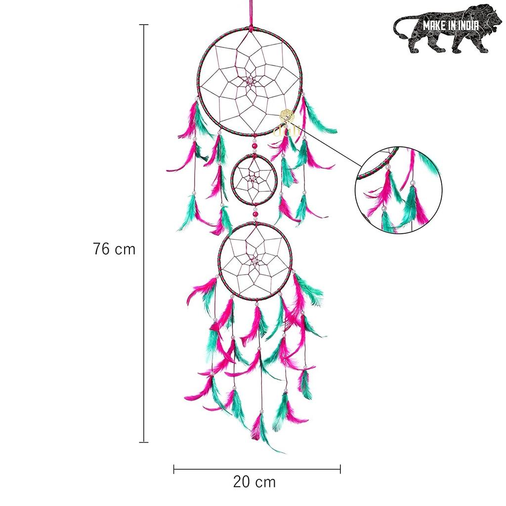 Ловец снов с подсветкой, Dream Catcher with Lights (76 cm, Pink-Green),  Duli