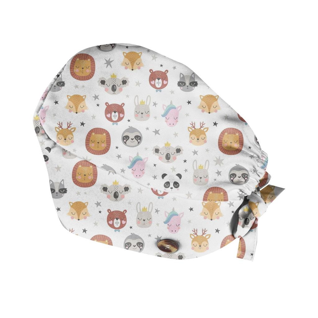 Neue niedliche Cartoon-bedruckte OP-Haube für Krankenschwestern Damen Tierklinik Chirurg Zahnarzt Schönheitssalon Koch Arbeitsatmungsaktive OP-Haube