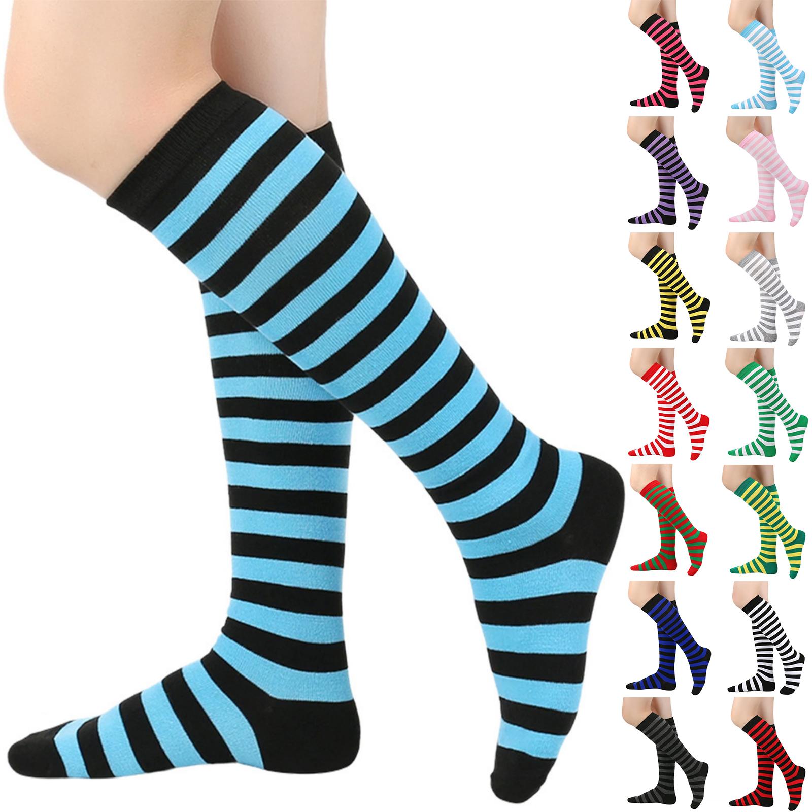 Damen Nadelstreifen Kniehohe und Wadenhohe Socken cm gelb