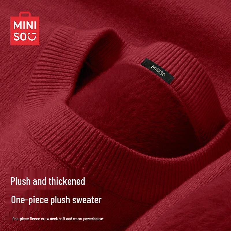 

Мужской зимний вязаный свитер MINISO с плюшевой подкладкой и круглым вырезом 3XL