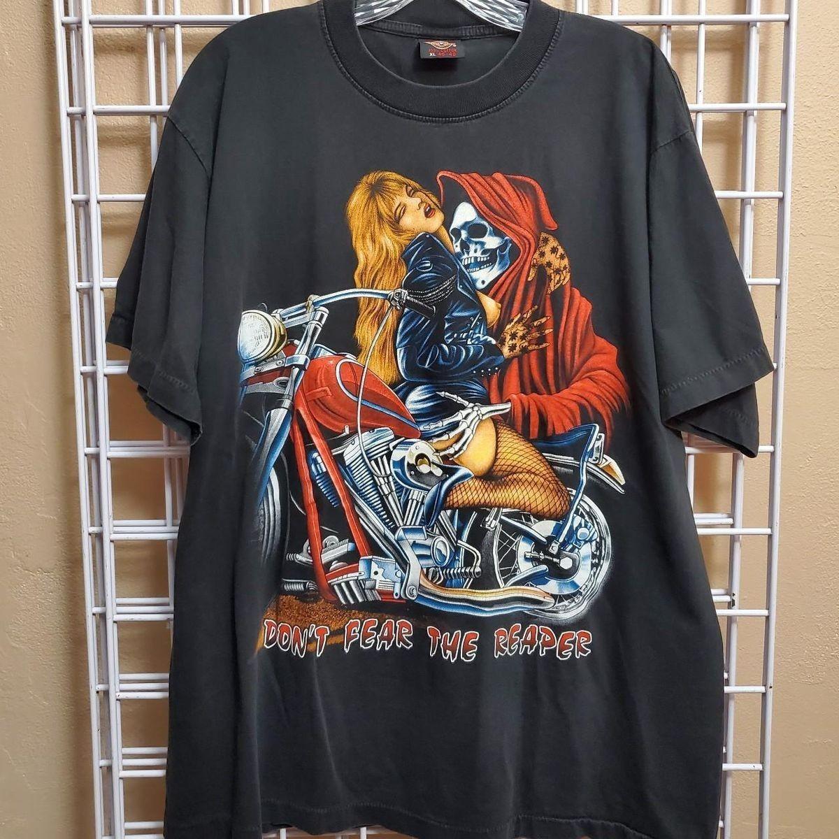 Vintage Don t Fear The Reaper Moto Skull Shirt NI049 FREE SHIPPING Unisex T-Shirt XXXL