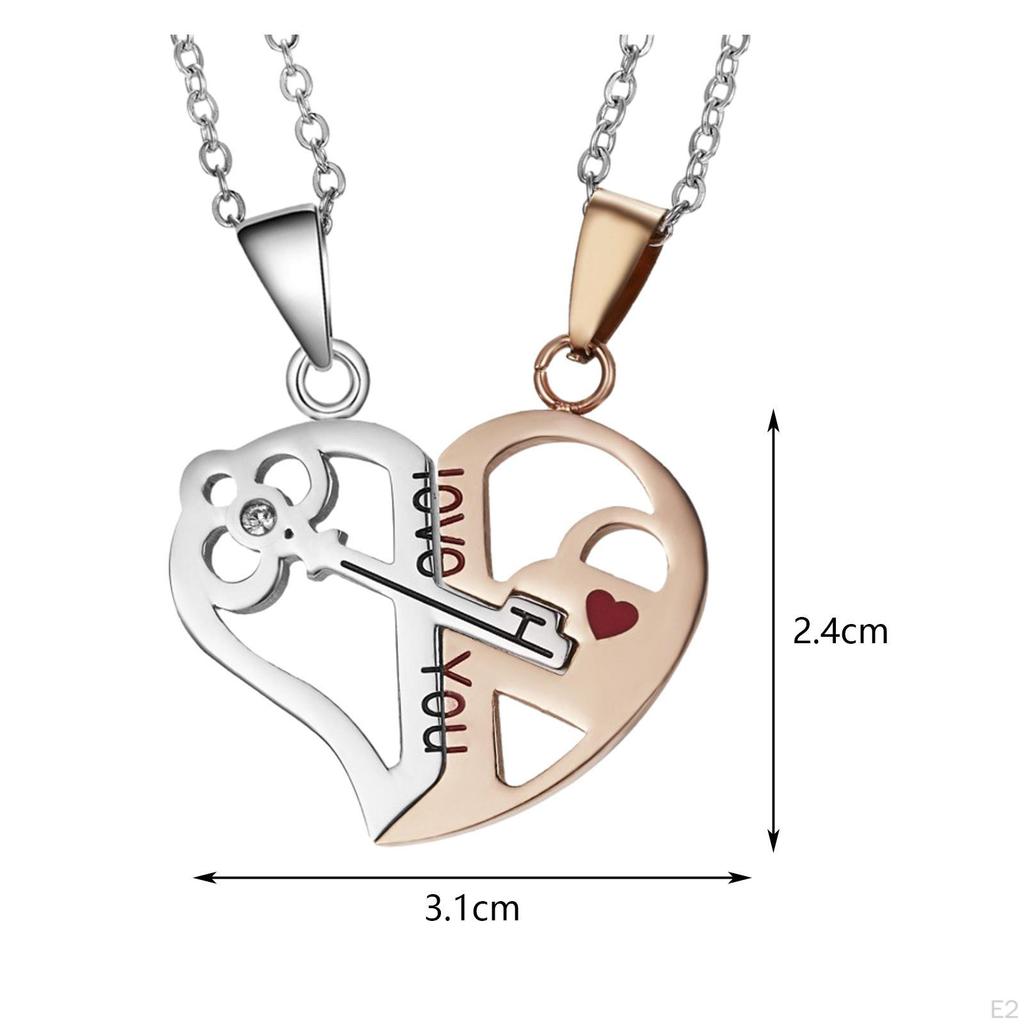 Couple Necklace, Puzzle Trendy, Simple Design, Double Pendant Necklace for Anniversaries,