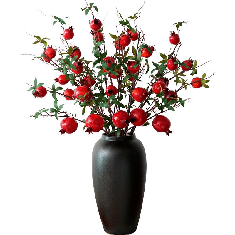 Artificial Flower Arrangement for Home Decor - Persimmon and Pomegranate Branches for Living Room, Dining Table, or Entrance Hall Display