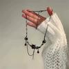 Punk Dark Style Red Zircon Tassel Star Pendant Clavicle Necklace For Women