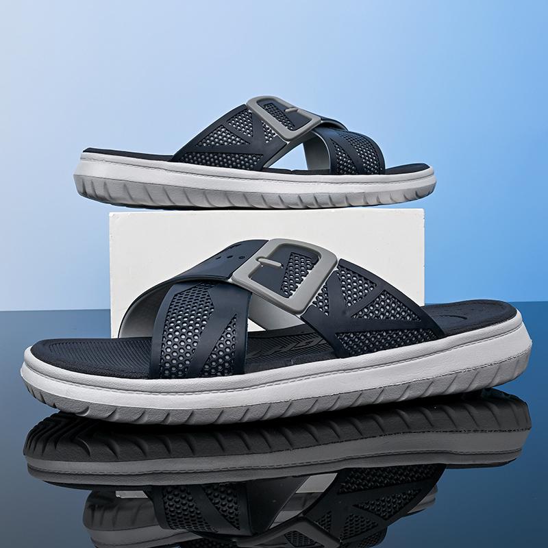 

Модные новые мужские летние тапочки Толстая подошва Домашние Нескользящие Для ванной Душевые Шлепанцы Уличные Мягкие Облачные Модные Пляжная обувь Шлепанцы 40