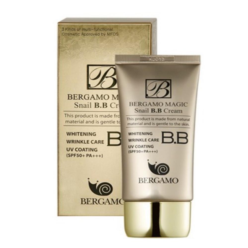 Bergamo Magic Snail BB Cream SPF50+ PA+++ Hydrating & Brightening Base Makeup 50ml