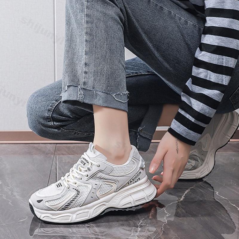 Women's Platform Sneakers Autumn New Height Increase Non Slip Breathable Running Shoes Comfortable Lace Up Casual Shoes
