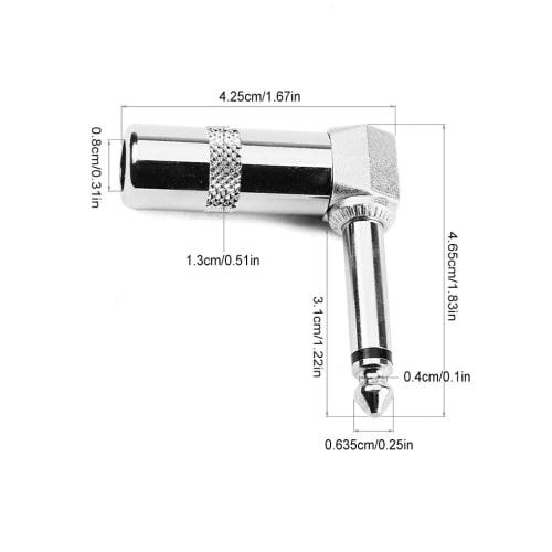 YERECDIL 6.35mm Jack Mono Microphone L-Shaped Audio Adapter Connector Replacement for Stringed Instruments Accessories