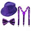 Performance Sequined Hat Solid Color Suspenders Fashion Performance Props Set  Christmas