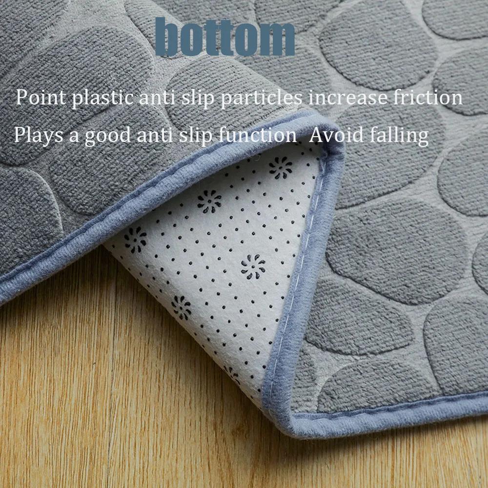 3D Non Slip Bath room Mat Cobblestone Embossed Bath Mat Absorbent Doormats Carpet Door Floors Mats Machine Washable Quick Drying