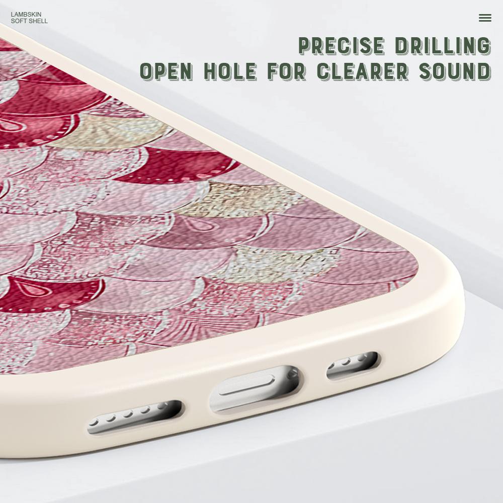 Slim Skin Feeling Pink Dragon Scale Pattern Soft Silicone PU Leather Cover Phone Case for iPhone Samsung Huawei Honor Xiaomi Redmi OPPO Realme Vivo