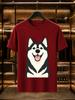2026 New 100 Cotton Tshirt Happy Smiling Husky Pet Dog Illustration Graphic Tees Fashion Short Sleeve