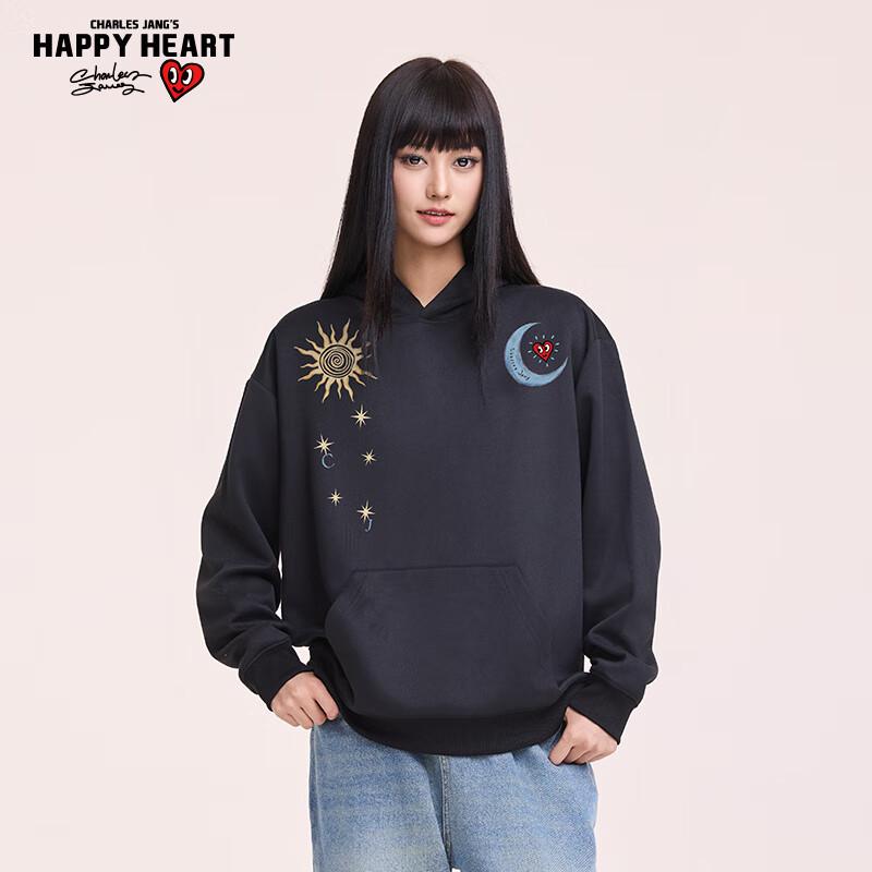 Charles Heart Mikina s kapucí s potiskem Slunce a Měsíce unisex