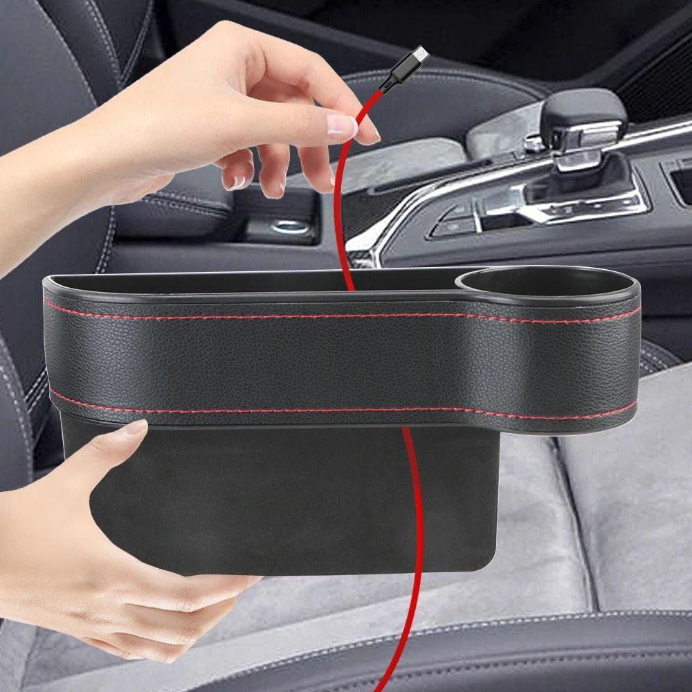 Leather Leather Car Seat Gap Storage Box Cup Holder Car Organizer Box  Between Car Seat Catcher