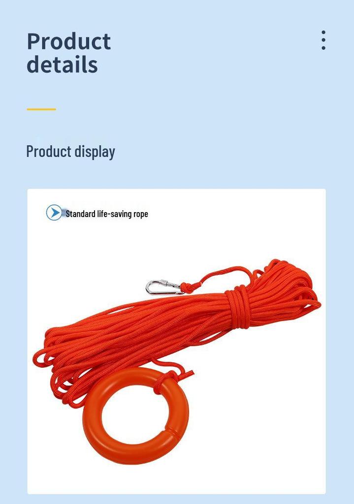 Floating Reflective Water Rescue Safety Rope for Pools