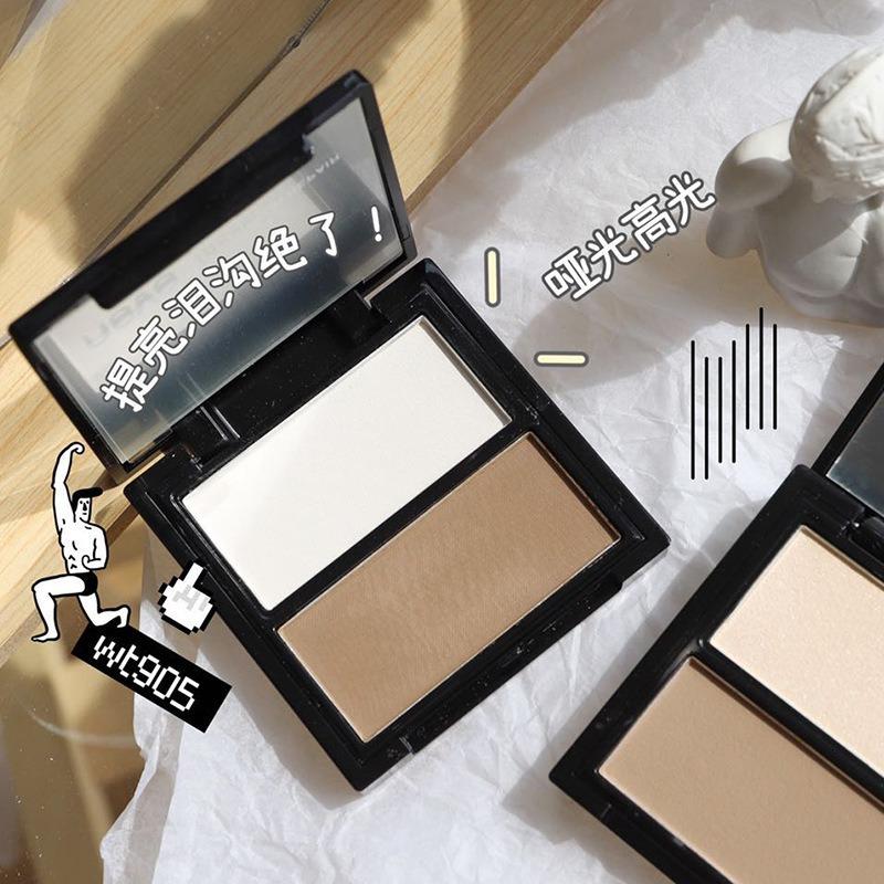 Dual Color Contour Palette Highlight Shadow Contour Powder Waterproof Brighten Skin Tone Face Shaping Makeup