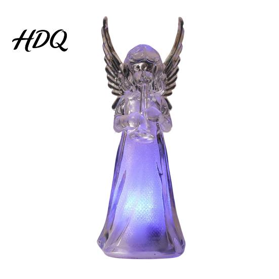 Decorative Crystal Angel Guardian Night Light Small Prayer Reading Playing Music Led Bedside Lamp Figurine with LED Light for Desk Table,