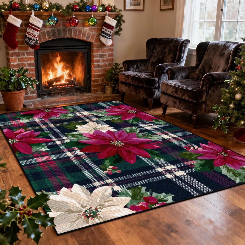 Plaid Retro Rug Christma Decoration Home Area Carpet for Living Room 200x300CM Fireplace Side Soft Foldable Floor Mat Bedroom
