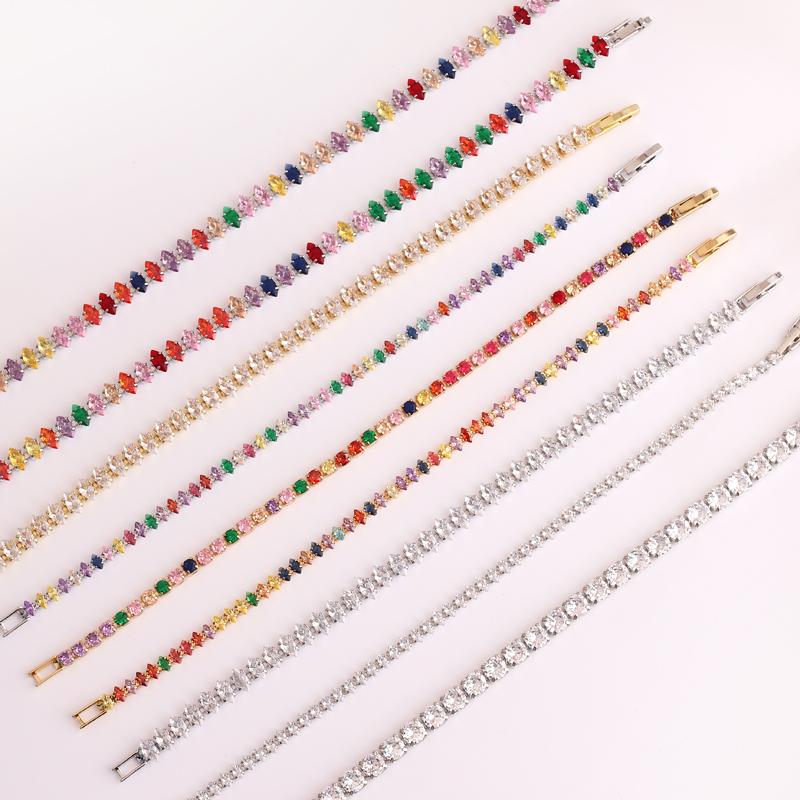 Iced Out Zircon Tennis Bracelet For Women Luxury Shiny Crystal Bracelets Hand Chain Hippie Trendy Accessories Jewelry Gifts