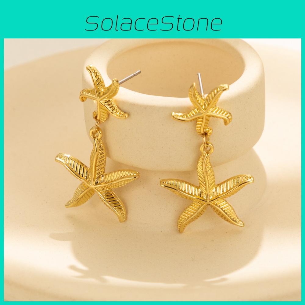 Plated Trendy Gold Starfish Earrings Stylish Gold Alloy Star Shape Earrings For Women For Autumn