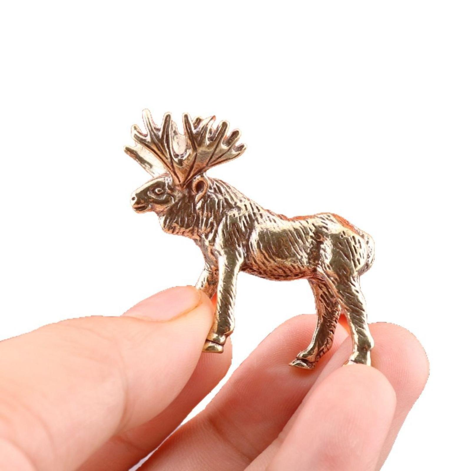 

Brass Elk Ornaments Solid Copper Deer Tea Pet Decoration Old Copper Crafts Hand Play One Size