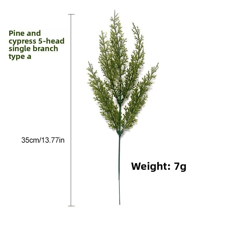Artificial Simulation Green Plant Pine and Cypress Flocking Single Christmas Gift Accessory Decoration
