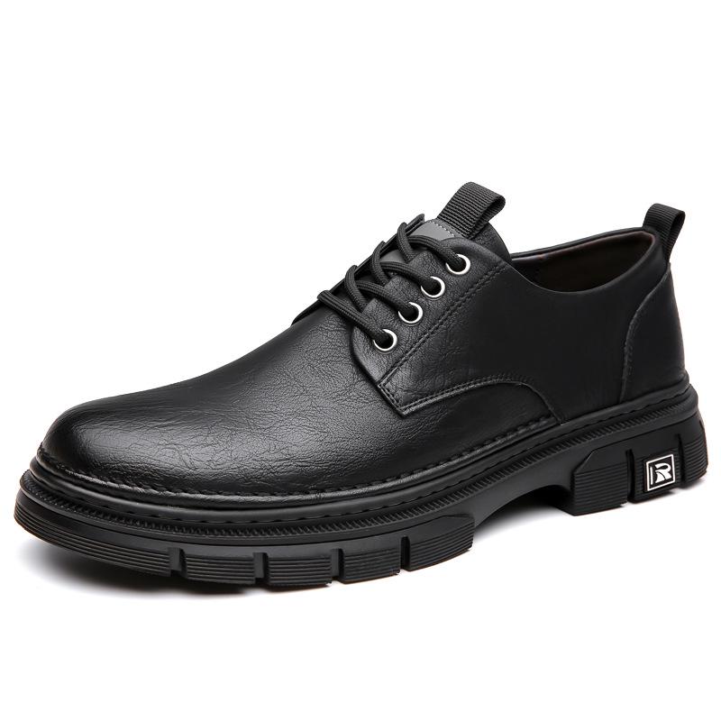 

2025 Мужские низкие кроссовки из натуральной кожи: Британский стиль, корейская повседневная рабочая обувь 43