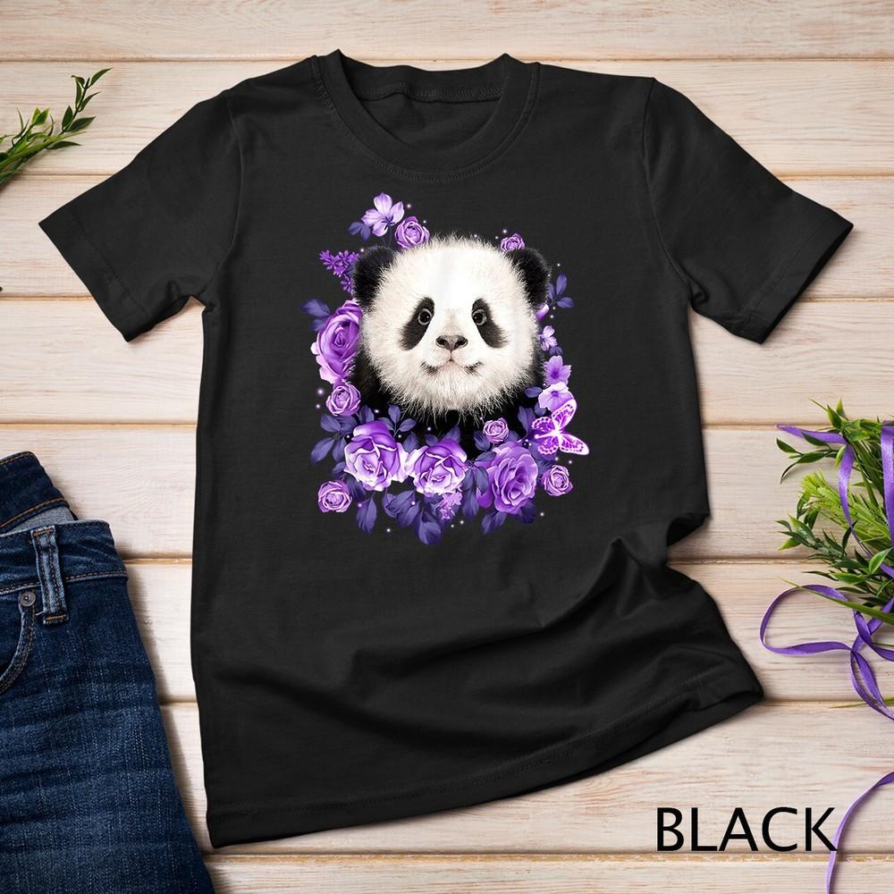 

Cute Panda Purple Flowers Panda Lovers Gift Unisex T-shirt 2XL