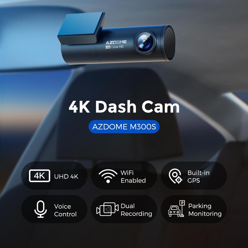 Купить Автомобильный видеорегистратор 4K AZDOME M300S с двумя камерами ...