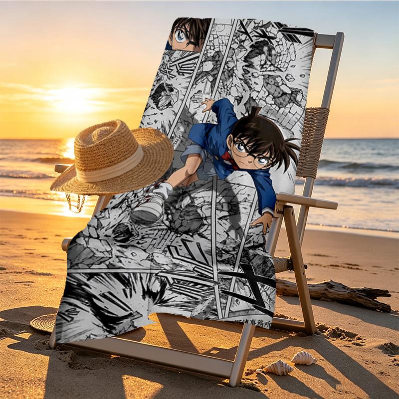 Detective Conan Print Beach Towel Design, Soft, Lightweight. for Home Bathroom, Spa, Pool, Yoga, Surfing, Camping, Gift for Family, Friend