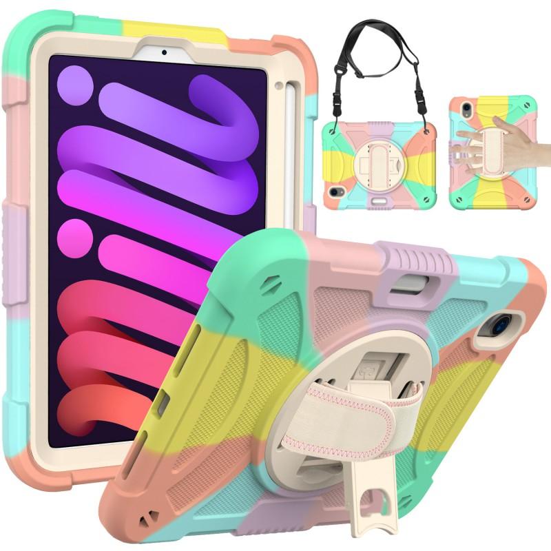 360 Degree Rotating Shockproof Silicone Case IPad Mini 6 7 - Portable Slim Cover With Strap Option