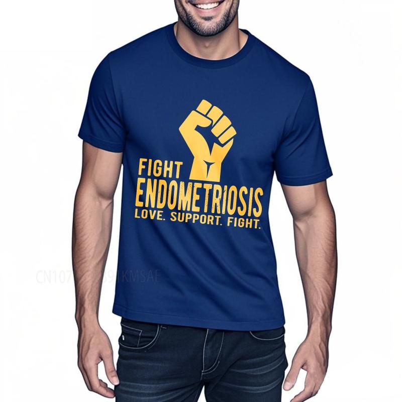 Vintage summer Boys tshirt Fight Endometriosis Love Support Fight Short Sleeve Printed Oneck Teeshirt cotton teeshirt for him 4XL