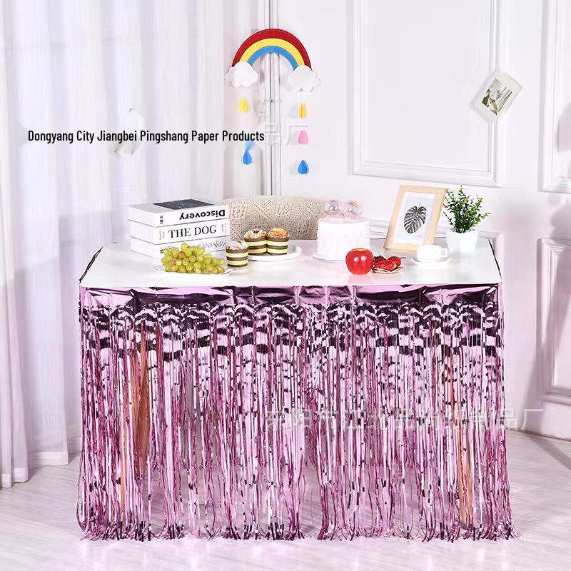 Disposable Tassel Table Skirt for Weddings, Birthdays, and Festivals