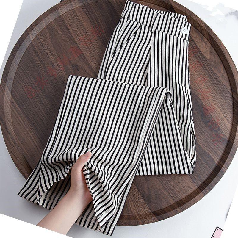 Women's American Striped High-Waist Wide-Leg Summer Trousers