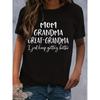 Mom & Grandma Letter Print T-Shirt Short Sleeve Crew Neck Casual Top For Summer Women's Clothing Fashion Summer T-Shirts Tops