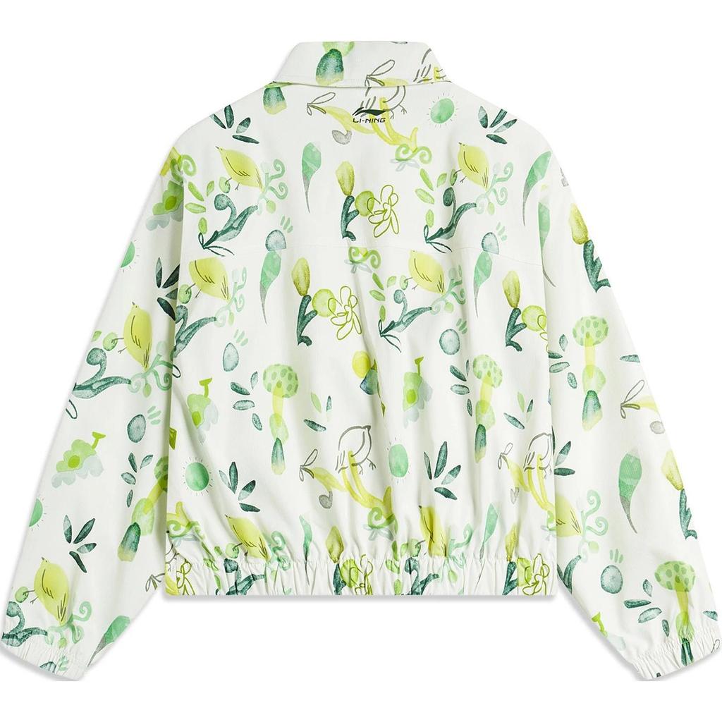 Li Ning Comfortable Casual Plant Color Block Loose Polo Jacket Women Jacket Yellow Green AFDU358-4