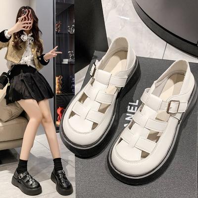 Sapatos Femininos Estilo Coreano Novo Primavera e Verão Sapatos Femininos Sandálias Rasteirinhas de Bico Fechado Sapatos Romanos Femininos Atacado Feminino