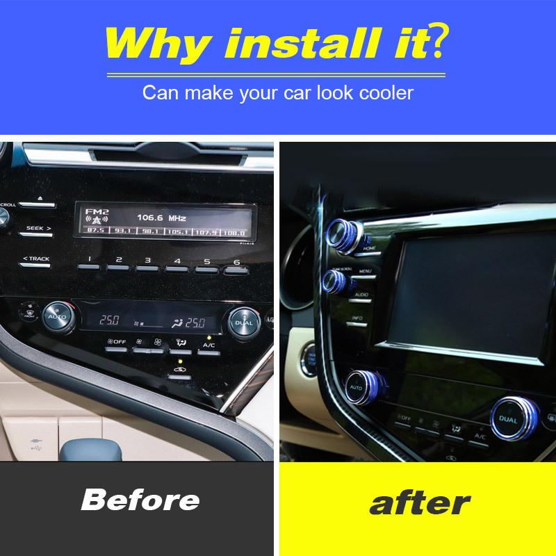 For Toyota Camry Switch Car Air Conditioning Knob Audio Button Cover Control Adjust Stickers Decoration Accessories Parts