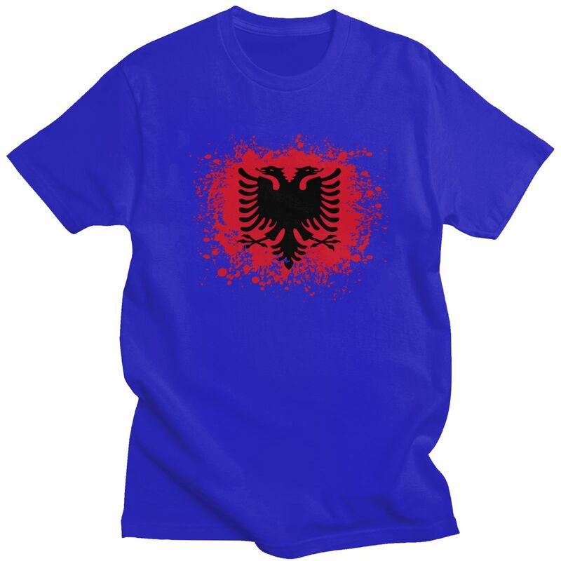 Custom Fashion Retro Albania Flag T Shirt Unisex Albanian Eagle T-shirt Streetwear Tee Tops Pure Cotton Oversized Tshirts Merch