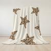 Leopard Star Design Flannel Blanket Warm Soft Halloween Christmas Couch Warm Cozy Decorative Decor Gift for All Season