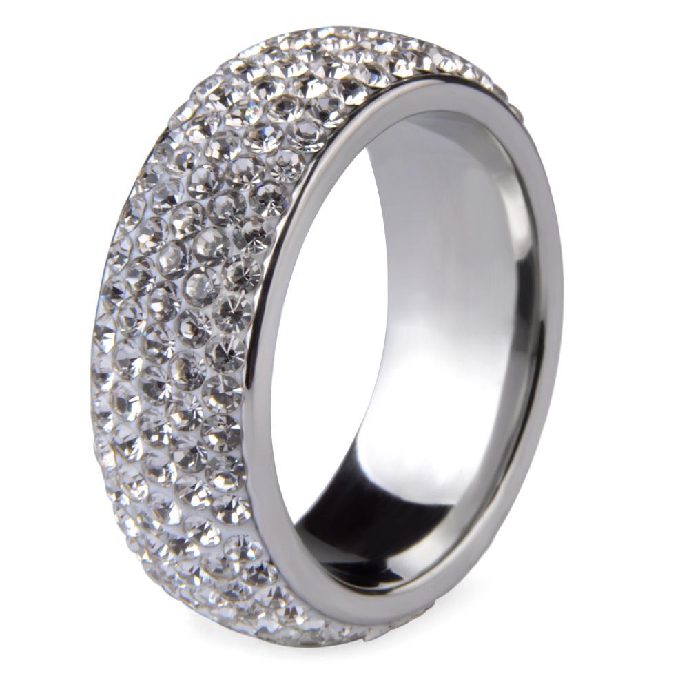 

Stylish Diamond Ring for Men and Women Elegant Five Row Couple Band Unique Finger Ring 11 білий