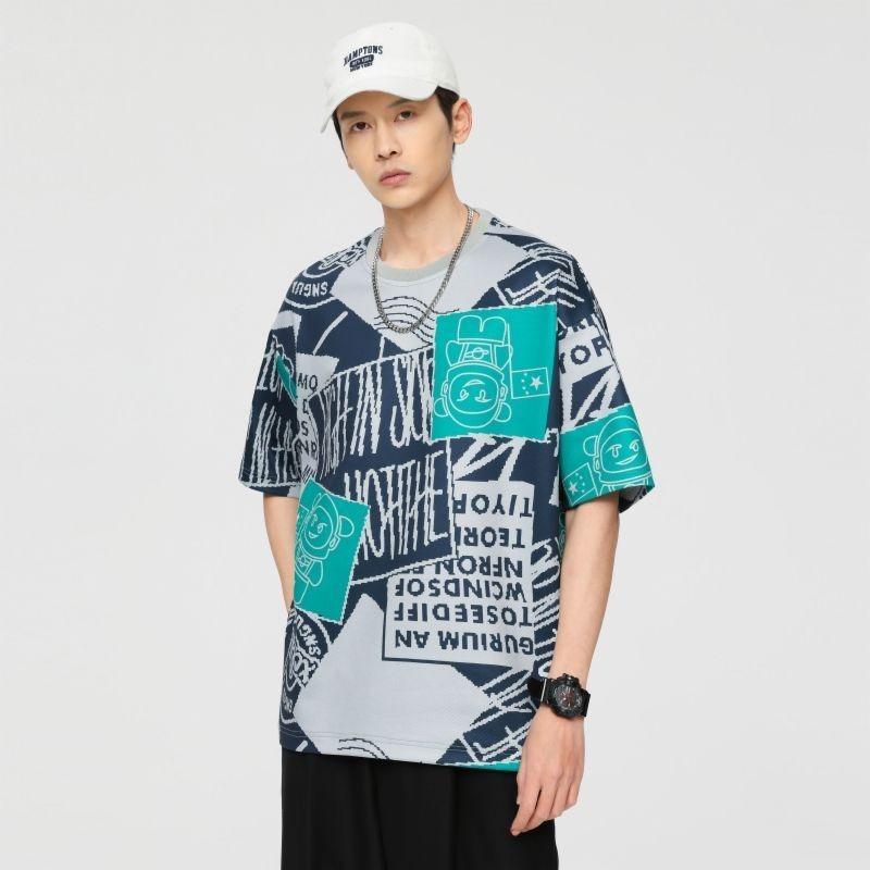 

Новый летний модный тренд Простая футболка с круглым вырезом, западным принтом, свободного кроя, оверсайз, красивая, с коротким рукавом, большого размера L серый