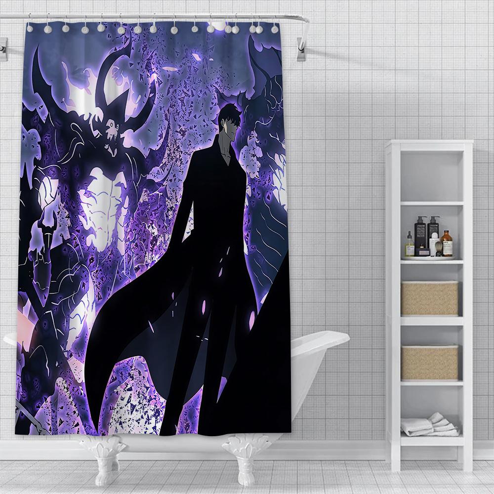 Solo Leveling Shadow King Shower Curtain Waterproof Polyester Fabric Paint Bath Curtains Home Bathroom Decor Curtain With Hook