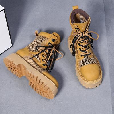 Damen Sommer dünne Stiefel 2025 neue Leder Kurzstiefel atmungsaktive Netzstiefel Kinder Hohlnetzstiefel Sommer