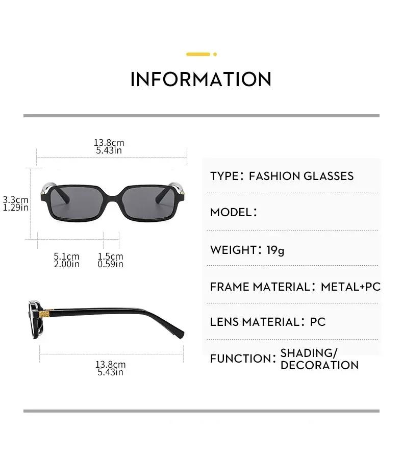 Y2k Style Square Sunglasses for Women Sunscreen Luxury Brand Small Frame Square Sunglasses Vintage Punk Sun Hip Hop Glasses